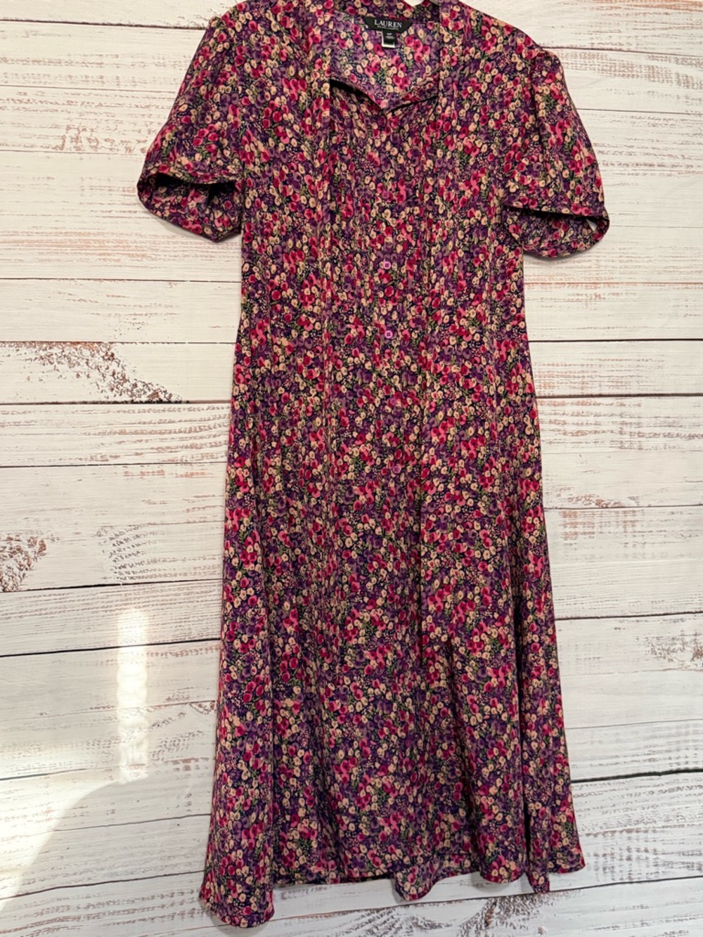 Lauren by Ralph Lauren Curve Zachari-Floral Classic Midi Shirt Dress Size 10P - Picture 2 of 16